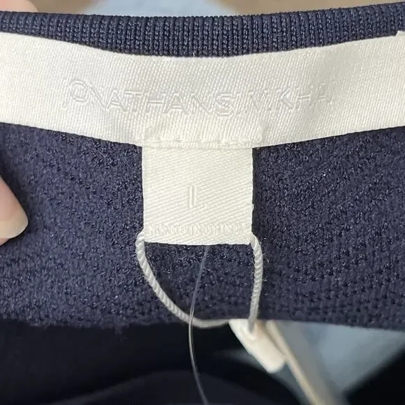 NWT Jonathan Simkhai Straight Laced Skirt Crop Tank Top Outfit Stretch Knit Navy - Picture 11 of 12